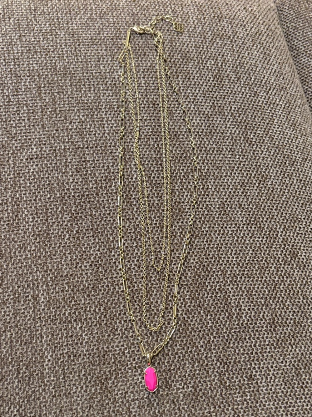 Kendra Scott Gold-Tone Layered Necklace with Pink Pendant